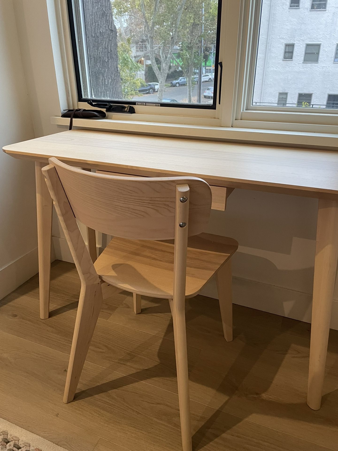IKEA wooden desk with chair
