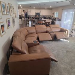 Leather wrap around sofa