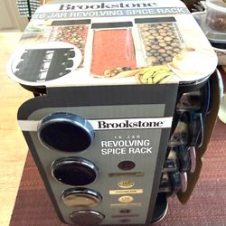 Brand New! ‘BROOKSTONE’ 16-Glass Jar Revolving Spice Rack