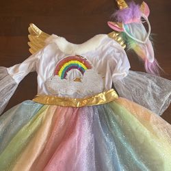 Rainbow Unicorn Costume Size 5-6yrs 