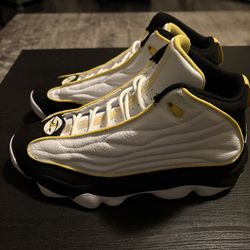 Nike Air Jordan Pro Strong Athletic Shoes White Black Tour Yellow