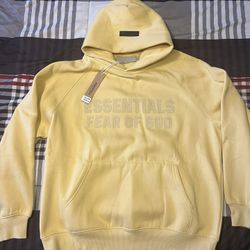 YELLOW ESSENTIALS FOG HOODIE size: S