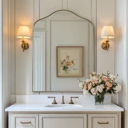 NEW 40" x 30" Scalloped Arched Brushed Gold - Irregular Curved Arch Andy Star Mirror -$270 Retail