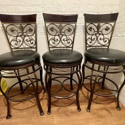 3 Beautiful High-End Luxury set of Premium Quality Bar or Table Stools to enjoy at your home, bar, kitchen, basement, business, etc. 