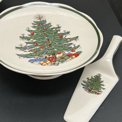 10 Cuthbertson Christmas Serving pieces & 1 Spode dessert dish