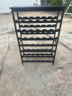 Large Black Wood Wine Rack