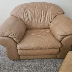 Comfy Leather Chair & Ottoman