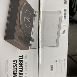 1 by ONE High Fidelity Belt Drive Turntable with Built-in Speakers, Vinyl Record Player with Magnetic Cartridge, Bluetooth Playback and Aux-in Functio