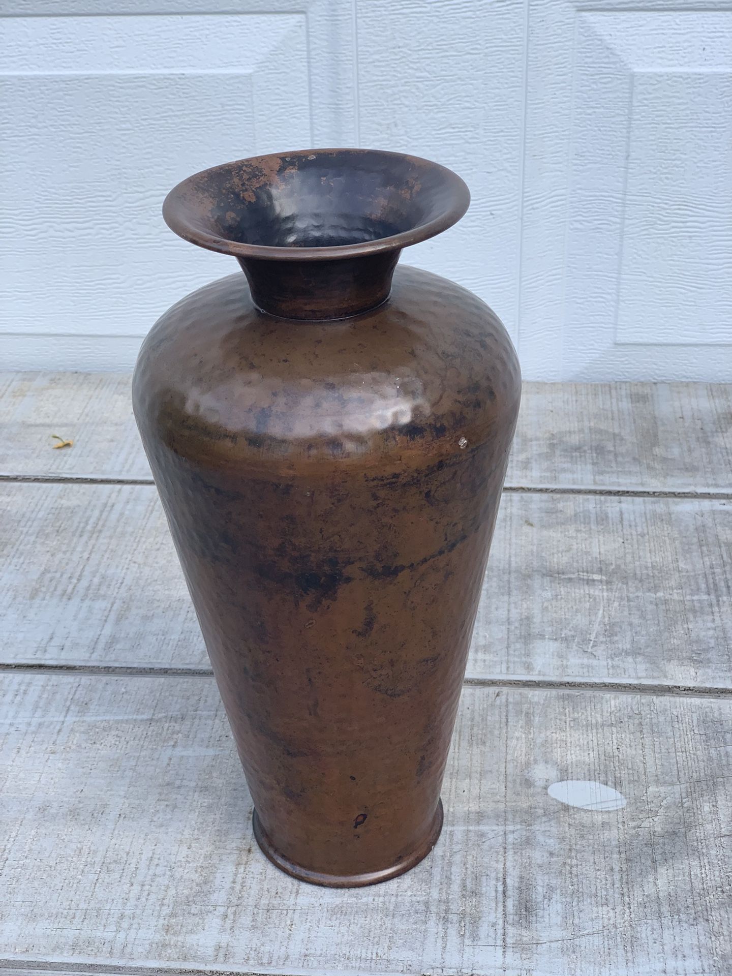 Vintage Hand Hammered Copper Vase ~13” Tall Rustic Farmhouse Decor