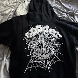 Black and white spider hoodie size large
