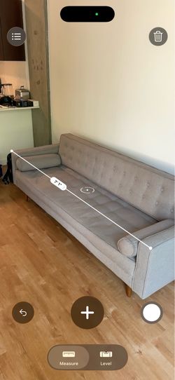 Gray mid-century style futon sofa / sleeper couch
