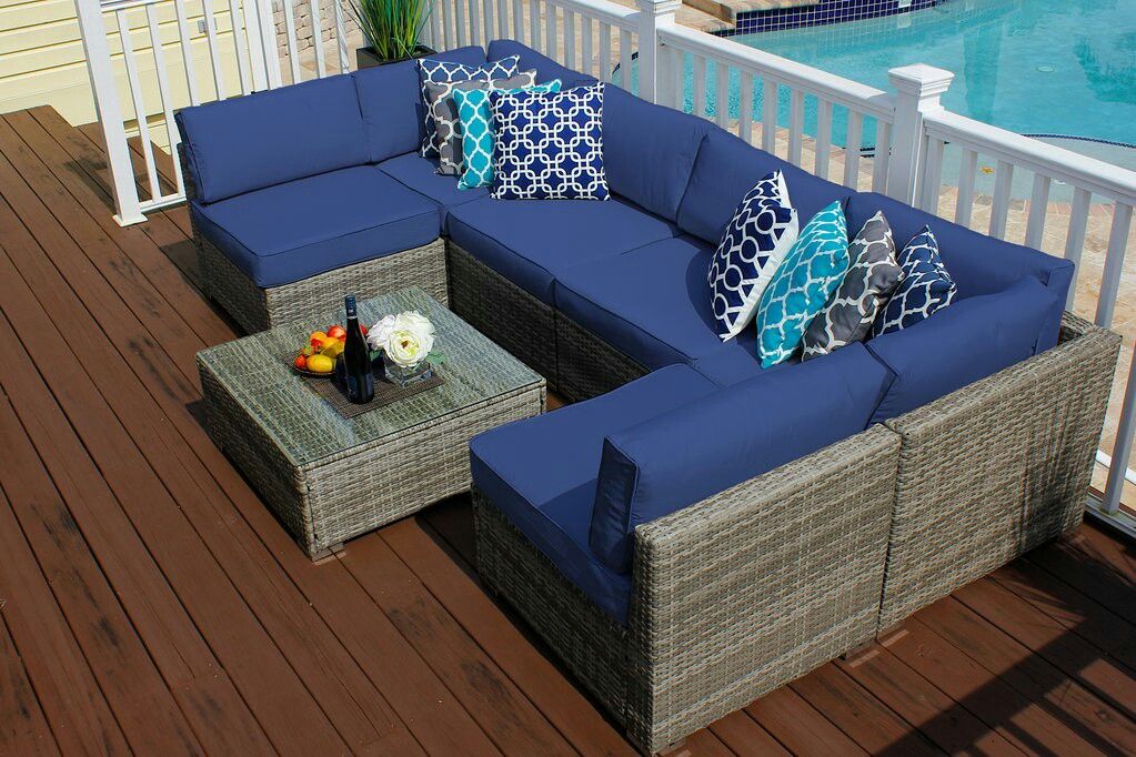 NEW Outdoor Patio Furniture 7 Piece Sectional Sofa Set with Cushions