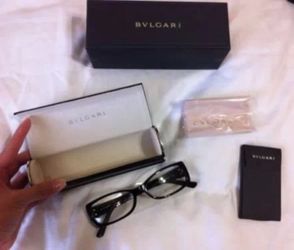BVLGARI Glasses Black with Case Authentic
