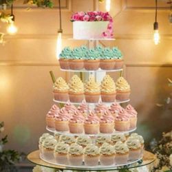 Acrylic Transparent Cake Display Stand, Wedding Birthday Party Dessert Pastry Bakery Display Rack