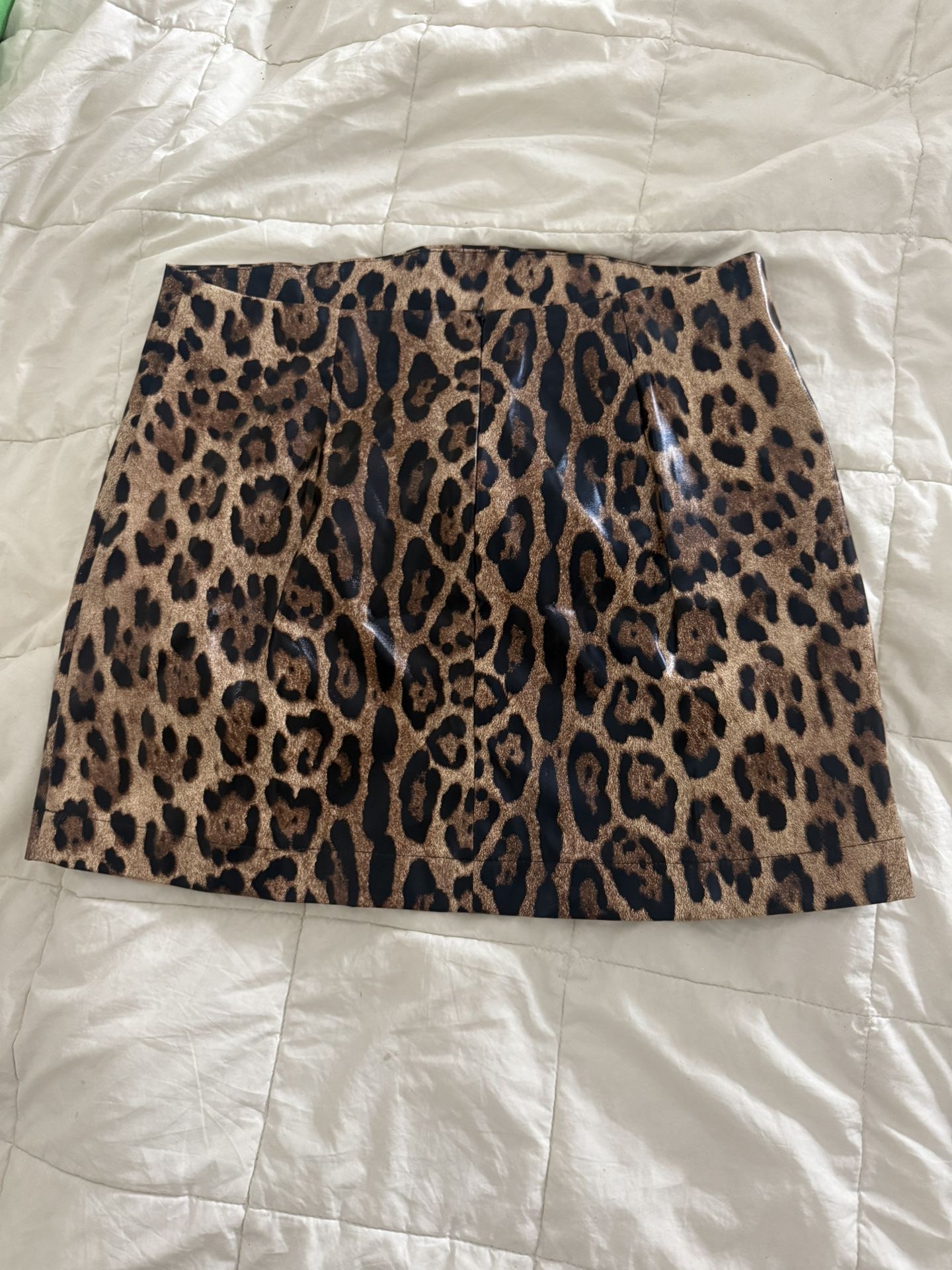 Cheetah Print Leather Skirt