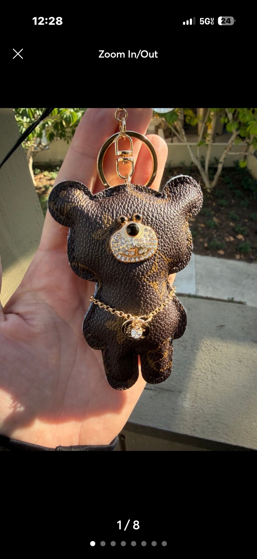 New Bear keychain Bling Gold Look