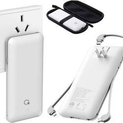 new Portable Charger with Built-in Cables and AC Wall Plug,Slim USB C Power Back 10000mAh,Travel Essentials External Battery Pack Compatible with iPho