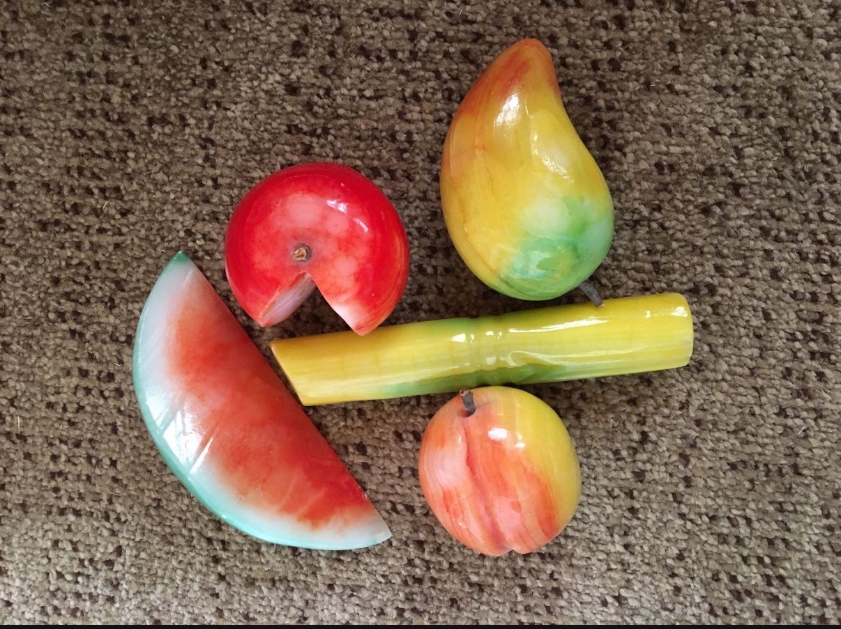 Beautiful , heavy Italian Marble Fruit. Five Pieces