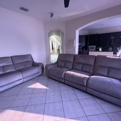Fabric Sofa With 5 Seats And  Recliner  Power Motion