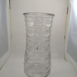 Tall Round Wavy Large Glass Flower Vase