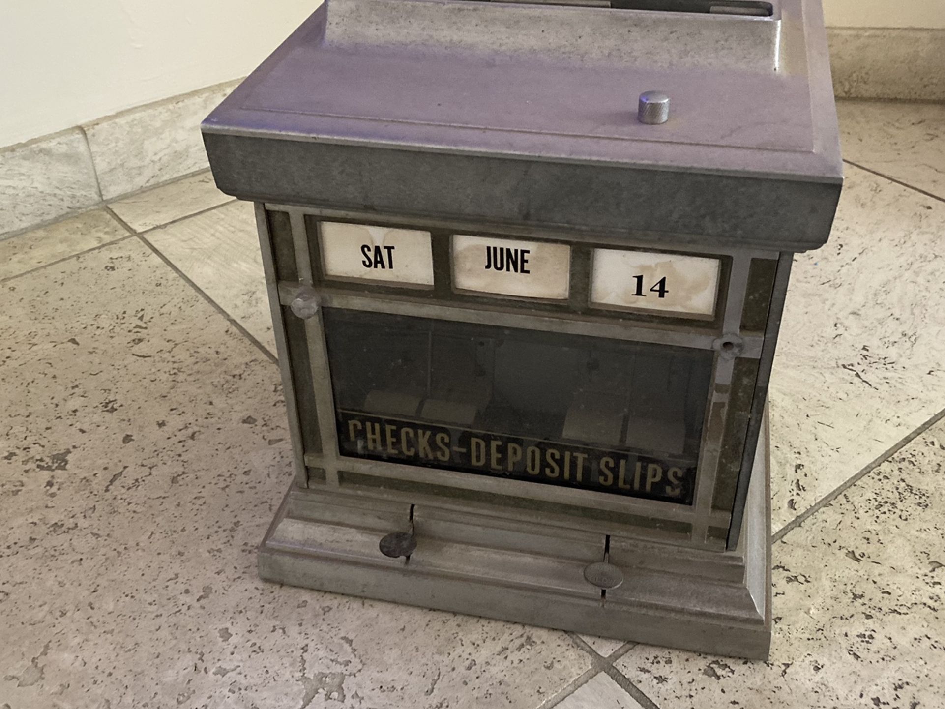 Antique vintage old bank deposit slip vending machine Art Deco man cave steampunk display 
