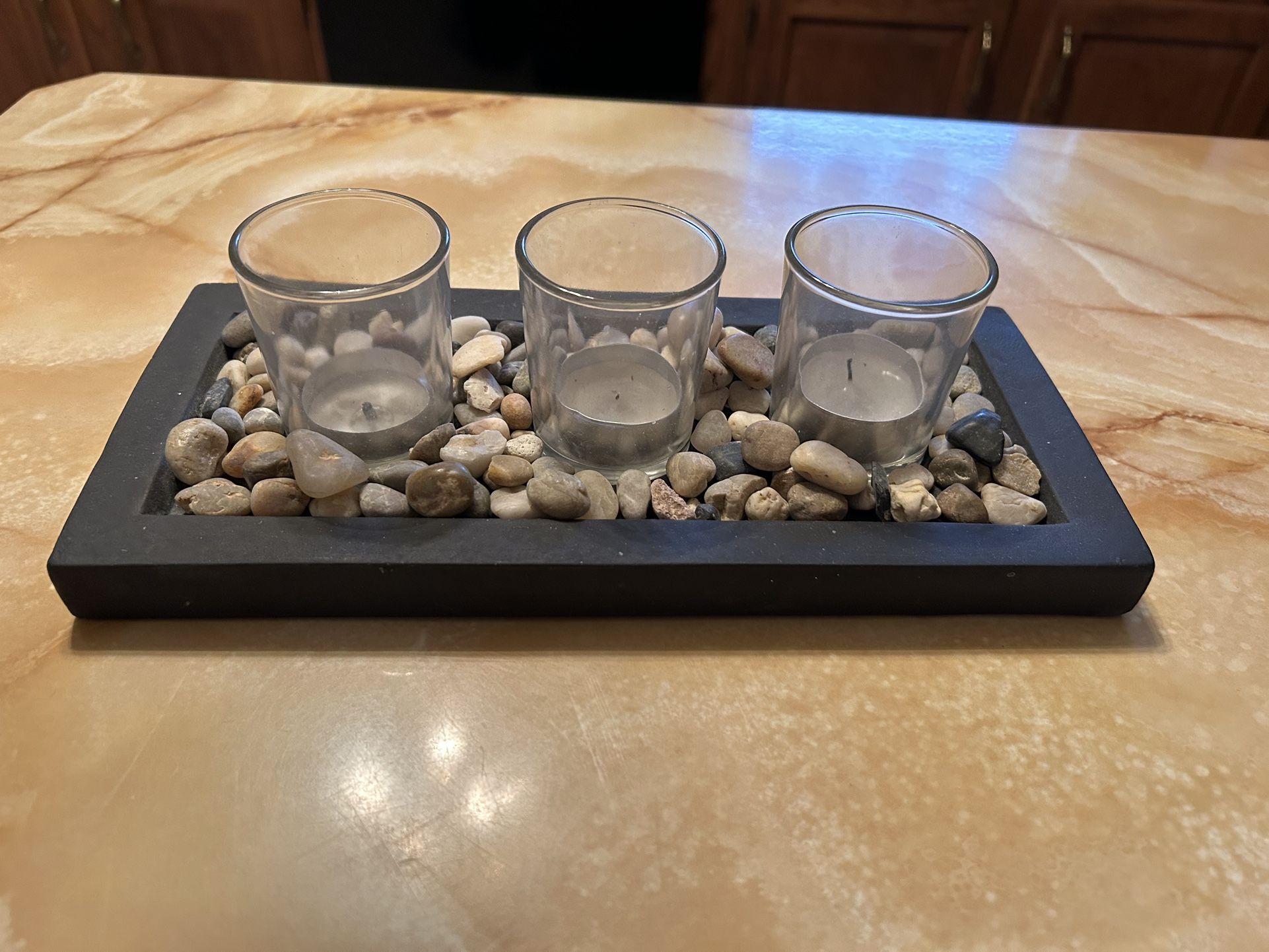 Zen Tea Light Stone Table Home Decor