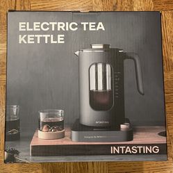 Electric Tea Kettle, Glass Electric Kettle with Tea Infuser and Precise Knob Tem