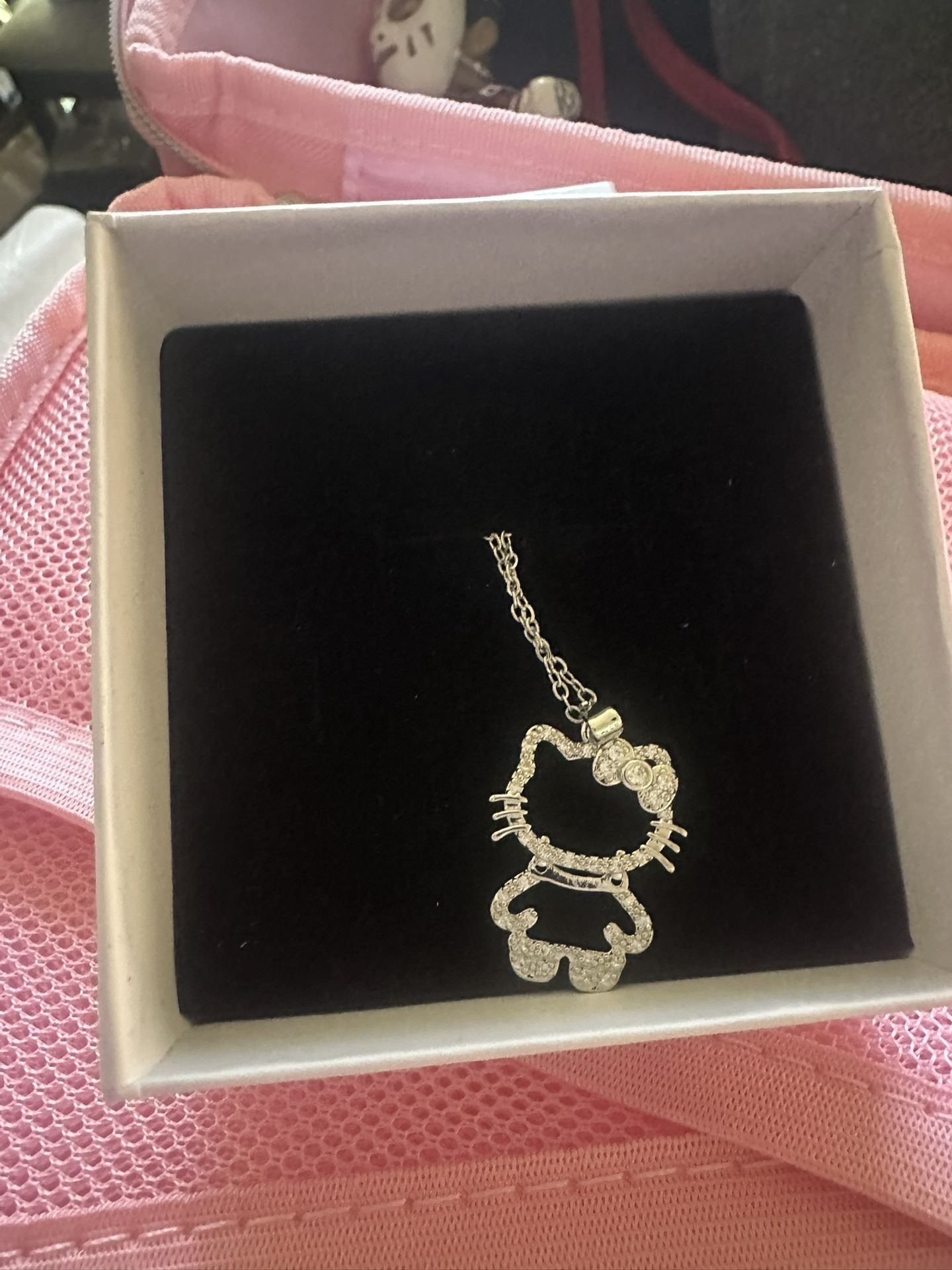 Silver And Swarovski Crystal Hello Kitty Necklace