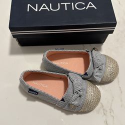Nautica Navy Stripe Flat Toddler Girl Shoes