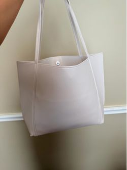 White Faux Leather Tote