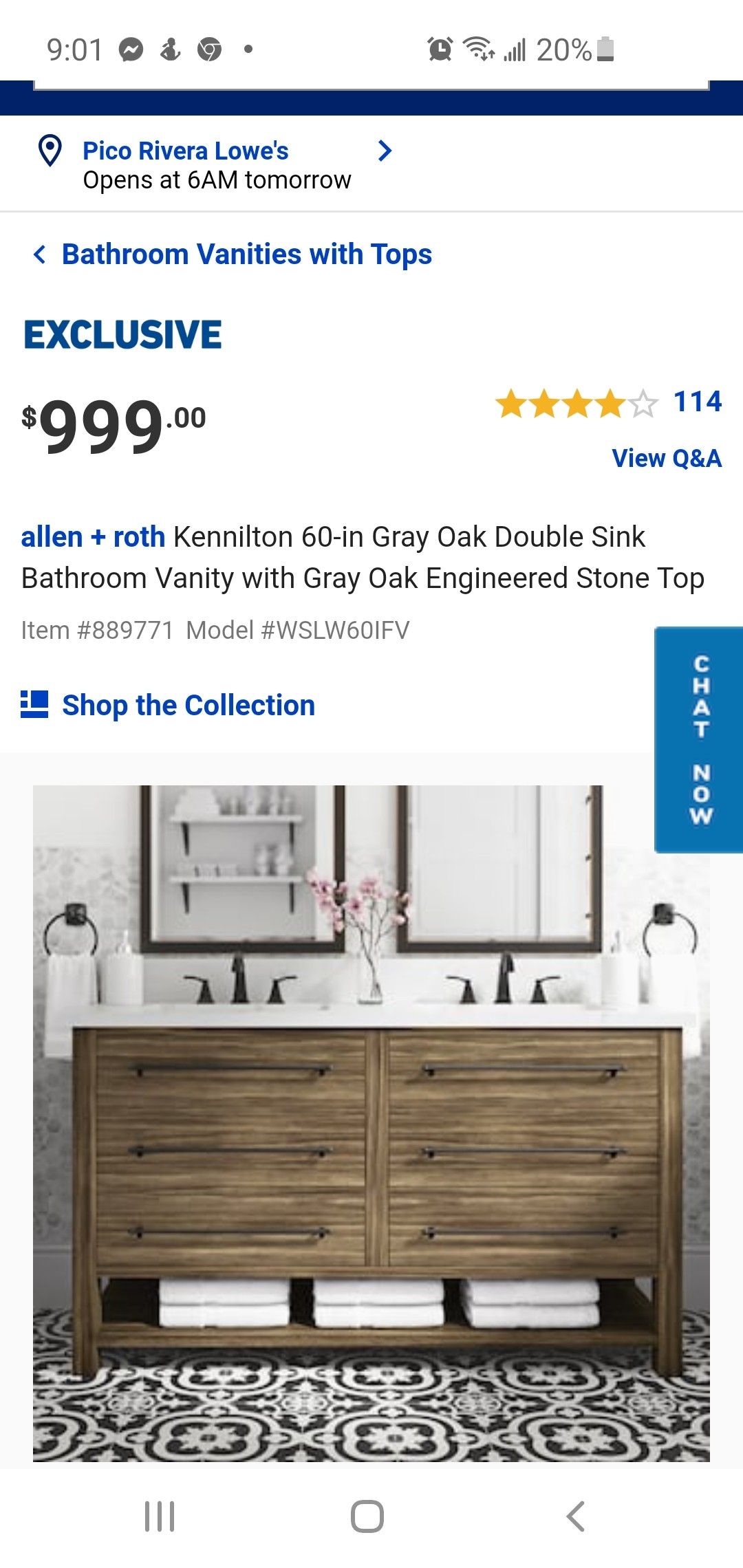 Alen +Roth Kennilton 60-in Gray Oak Double Sink