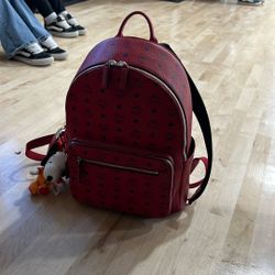 Red Mcm Backpack Real Shoot Offers Come With Recipt