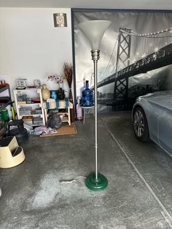 Torchiere Floor Lamp Silver and Green
