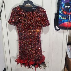 Legacy Kids Sparkling Sequin Dance Dress - Red and Black SIZE M