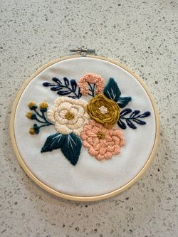 Floral Embroidery Hoop Art