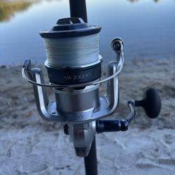  Preowned Shimano Saragosa SW20000 With PowerPro & Preowned Shimano 7FT 20-40LB Rod 🔥 