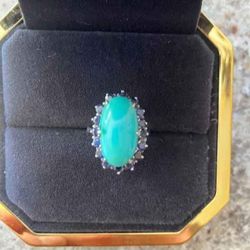 Torqoise with Sapphires Platinum Ring