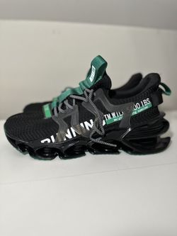 Weite Men’s Running Tennis Sneakers Black/Green Low Top Mesh Size 11.5M EU 45