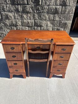 antique 7 drawer desk/vanity with chair
