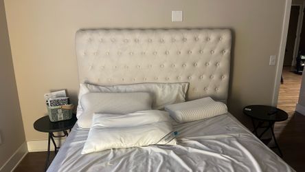 Queen Sized Quilted Ivory Bed Frame