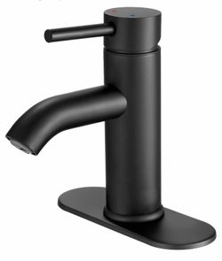Black Bathroom Faucet Single Handle Matte Black Bathroom Sink Faucet Rv Lavatory Vessel Faucet for Bathroom Faucet 1 or 3 Hole with Deck Plate