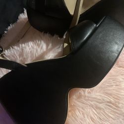 Black Wedge Heel Straps