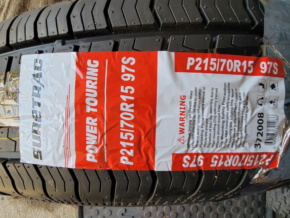 215/70r15 SURETRAC POWER TOURING WHITEWALL TIRES