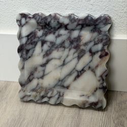 Natural 100% Marble Vanity Tray Luxury Scalloped Marble Storage Square tray