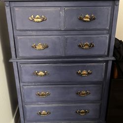 Blue 5 Drawer Tall Dresser