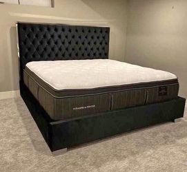 NEW Black/Chrome Queen & King Sized  Platform Bed Frame FINANCE $54 Down