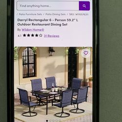 Outdoor patio table with 6 swivel chairs