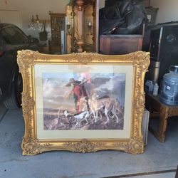 Huge Pitcher Hunting Seen Janet 55"×65" Antique Frame
