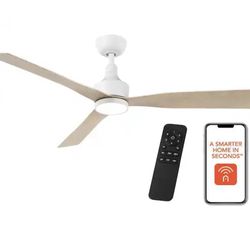 Ryland 52 in. Smart Indoor/Outdoor Matte White Ceiling Fan with Adjustable White LED with Remote Pow