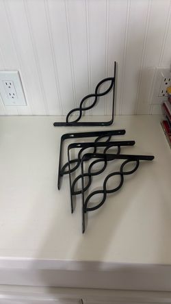 4 Black Metal Decorative Shelf Brackets